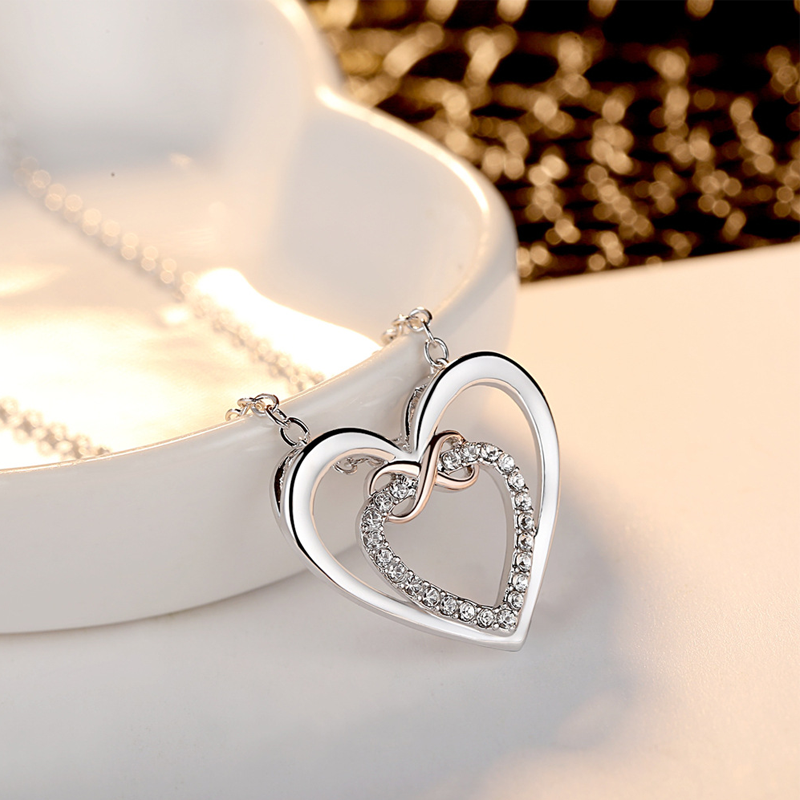 Two Hearts Infinity Necklace(Card Included)