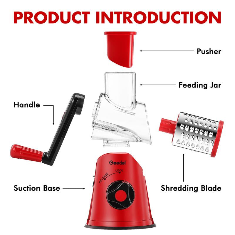 3 in 1 Rotary Cheese Grater Vegetable Slicer