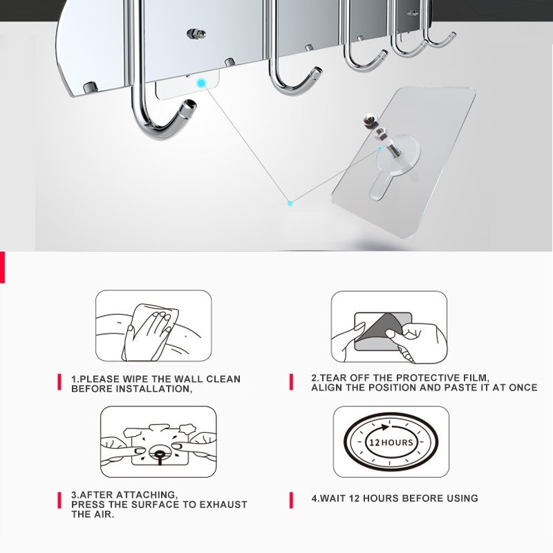 Self Adhesive Nails Wall Mount Non-Trace Screw Hook Stickers (10pcs)
